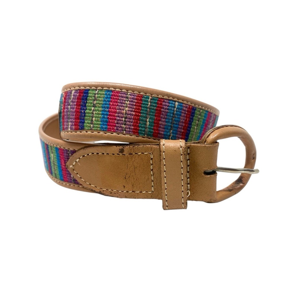 Guatamalan Baja Womens Genuine Leather Multicolor Belt Size S Small Beach Fun